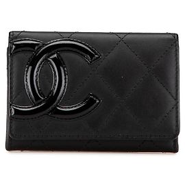 Chanel Cambon Line Coco Mark Lambskin Card Case Black