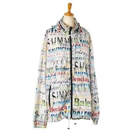 Balenciaga-Balenciaga Logo Zip-Up Hoodie White Multicolor-Other