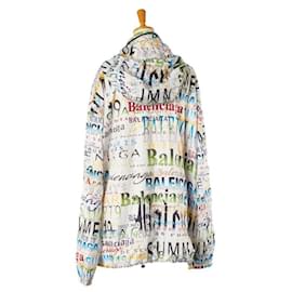 Balenciaga-Balenciaga Logo Zip-Up Hoodie White Multicolor-Other