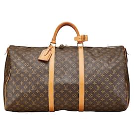 Louis Vuitton-Louis Vuitton Monogram Keepall 60 Travel Bag Brown PVC Leather-Brown