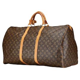 Louis Vuitton-Louis Vuitton Monogram Keepall 60 Travel Bag Brown PVC Leather-Brown