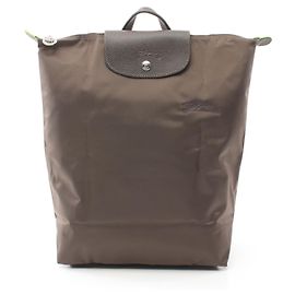 Longchamp Le Pliage Green M Backpack Nylon Leather Brown