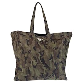Prada-Prada Nylon Tessuto Triangle Logo Tote Bag-Green