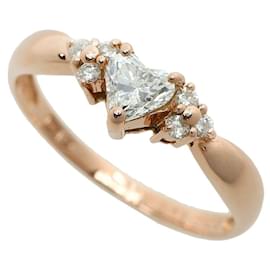 Autre Marque-K18PG Diamond Heart Ring 0.16ct-Golden