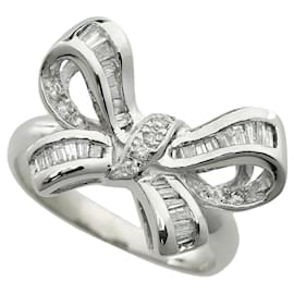 Autre Marque-Platinum Pt900 Diamond Ring 0.50ct Ribbon Motif-Other