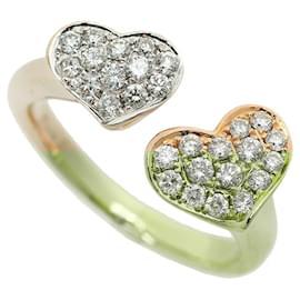 Autre Marque-K18 Diamond Ring Double Heart Motif-Pink