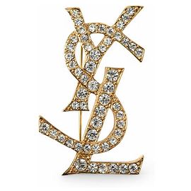 Spilla a spillo con strass Yves Saint Laurent D'oro