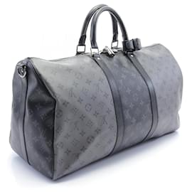 Louis Vuitton-Louis Vuitton Keepall Bandouliere 50 Monogram Eclipse Boston Bag M45392-Grey