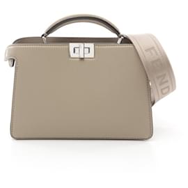 Fendi-Fendi Peekaboo ISeeU XCross Leather Handbag 7VA582-Beige