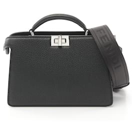 Fendi-Fendi Peekaboo ISeeU XCross Leather Handbag-Black