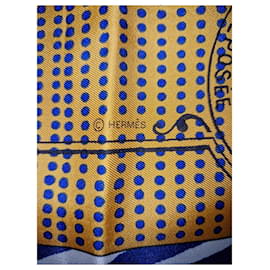 Hermès-Hermès square, horse heads, harness horns, scrolls-Multiple colors