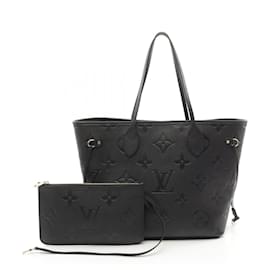 Louis Vuitton-Louis Vuitton Neverfull MM Leather Tote Bag-Black