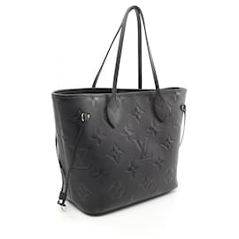 Louis Vuitton-Louis Vuitton Neverfull MM Leather Tote Bag-Black