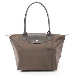 Borsa Tote Longchamp Le Pliage Green M in nylon e pelle Marrone
