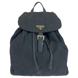 Mochila de corrente em nylon e couro com logo Tessuto da Prada Preto