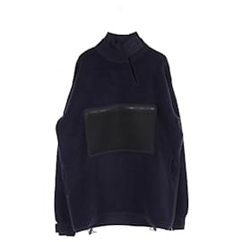 Fendi-Fendi Wool Rayon Pile Knit Top Navy-Blue