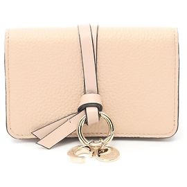 Chloé Chloe Leather ALPHABET Card Case CHC21WP0156J5 Beige