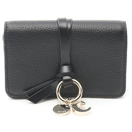 Chloé Chloe ALPHABET Leather Card Case Black