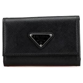 Prada-Prada Saffiano Leather Logo Key Case 1PG004-Black