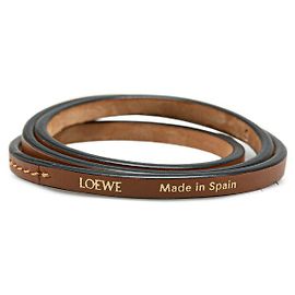 Conjunto de pulseiras de couro Loewe Double Bangle Marrom