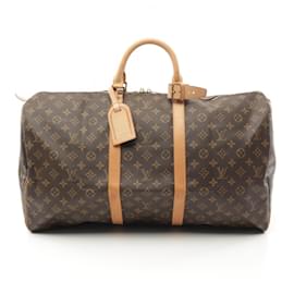 Louis Vuitton-Louis Vuitton Monogram Keepall 55 Boston Bag M41424-Brown