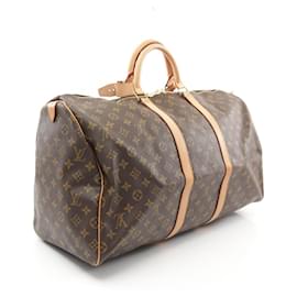 Louis Vuitton-Louis Vuitton Monogram Keepall 55 Boston Bag M41424-Brown