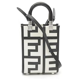 Fendi-Fendi Sunshine Shopper Mini Leather Handbag 8BS051-Black