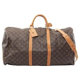 Louis Vuitton-Louis Vuitton Monogram Canvas Leather Keepall 60 Bag-Brown