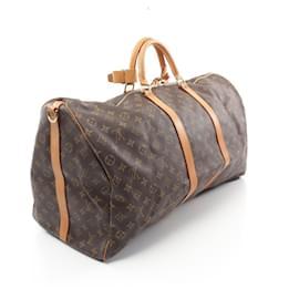 Louis Vuitton-Louis Vuitton Monogram Canvas Leather Keepall 60 Bag-Brown