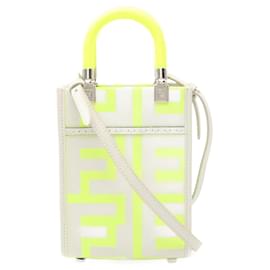 Fendi-Fendi Leather Sunshine Shopper Mini Handbag-White