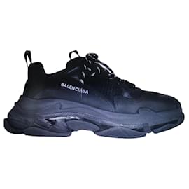 Balenciaga-Triple S Clear Sole para Homens em Preto-Preto