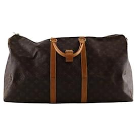 Louis Vuitton-Keepall travel bag in leather-Brown