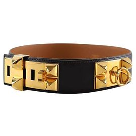 Hermès Black leather belt Black