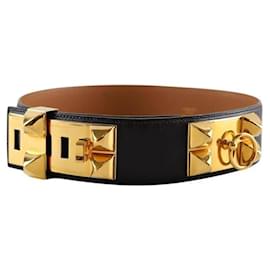 Hermès Schwarzer Ledergürtel Schwarz