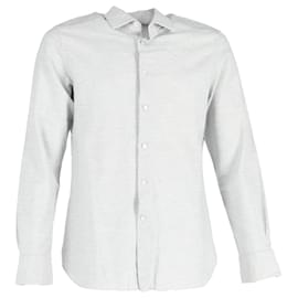 Ermenegildo Zegna- Ermenegildo Zegna Buttoned Long Sleeve Shirt in Grey Linen-Grey