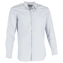 Camicia a maniche lunghe con bottoni stampata Ermenegildo Zegna in cotone blu Blu Blu chiaro