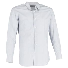 Ermenegildo Zegna- Ermenegildo Zegna Printed Buttoned Long Sleeve Shirt in Blue Cotton-Blue,Light blue