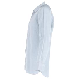 Ermenegildo Zegna- Ermenegildo Zegna Secured Buttoned Long Sleeve Shirt in Blue Cotton-Blue,Light blue