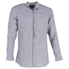 Ermenegildo Zegna- Ermenegildo Zegna Buttoned Long Sleeve Shirt in Grey Linen-Grey