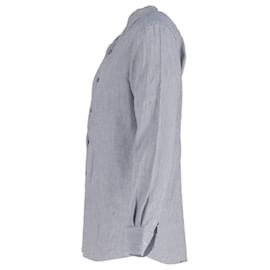 Ermenegildo Zegna- Ermenegildo Zegna Buttoned Long Sleeve Shirt in Grey Linen-Grey