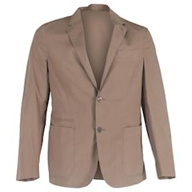 Ermenegildo Zegna- Ermenegildo Zegna Single-Breasted Blazer with Pockets in Brown Cotton-Brown