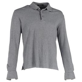 Ermenegildo Zegna- Ermenegildo Zegna Long Sleeve Polo Shirt in Grey Cotton-Grey