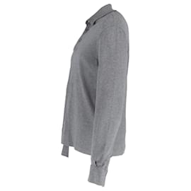 Ermenegildo Zegna- Ermenegildo Zegna Long Sleeve Polo Shirt in Grey Cotton-Grey