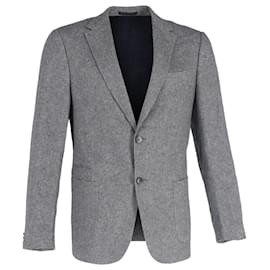 Ermenegildo Zegna- Ermenegildo Zegna Micro Houndstooth Single-Breasted Blazer in Grey Wool-Grey