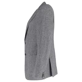 Ermenegildo Zegna- Ermenegildo Zegna Micro Houndstooth Single-Breasted Blazer in Grey Wool-Grey