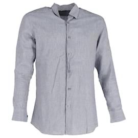 Ermenegildo Zegna- Ermenegildo Zegna Buttoned Long Sleeve Shirt in Grey Linen-Grey