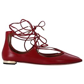 Sapatilhas de balé com cadarço Aquazzura Christhy em couro vermelho Vermelho