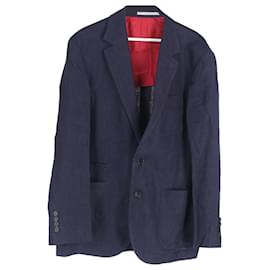 Brunello Cucinelli-Veste et pantalon à simple boutonnage Brunello Cucinelli en coton bleu marine-Bleu,Bleu Marine