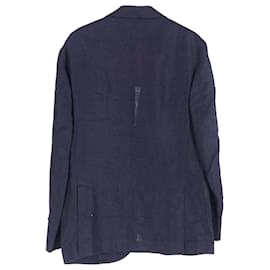 Brunello Cucinelli-Veste et pantalon à simple boutonnage Brunello Cucinelli en coton bleu marine-Bleu,Bleu Marine