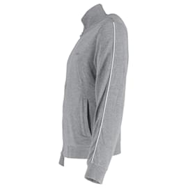 Ermenegildo Zegna-Ermenegildo Zegna Embroidered Logo Zipped Track Jacket in Grey Cotton-Grey